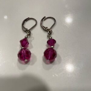 Red Crystal Drop Earrings On Original Card, Simple, Delicate, Festive